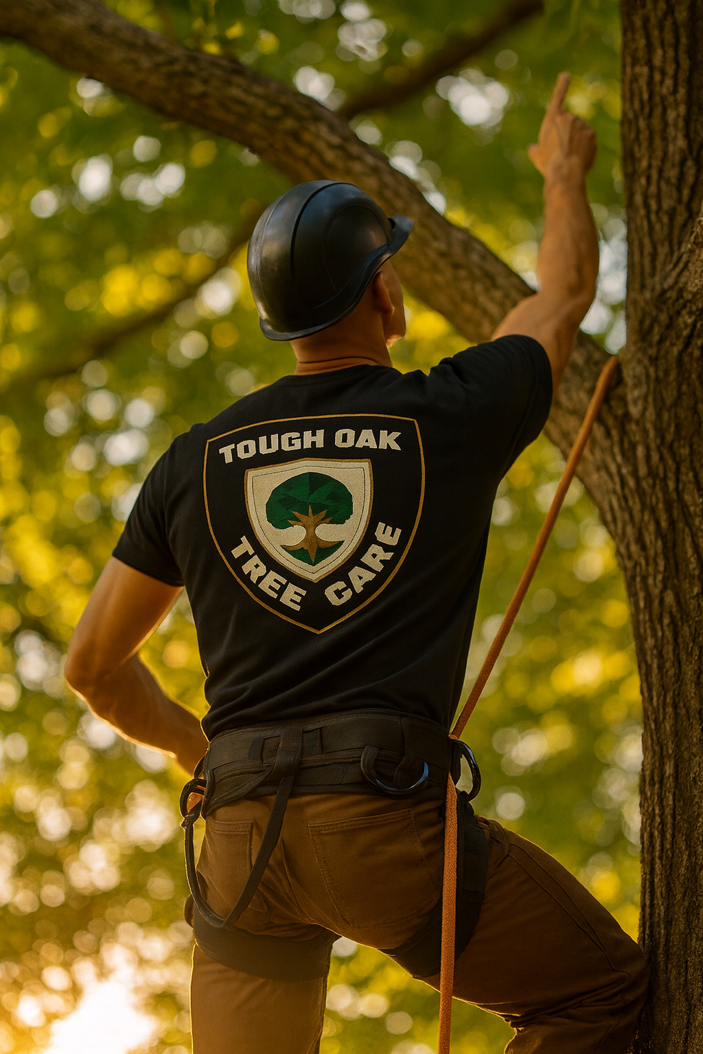 Crew member performing precision rigging